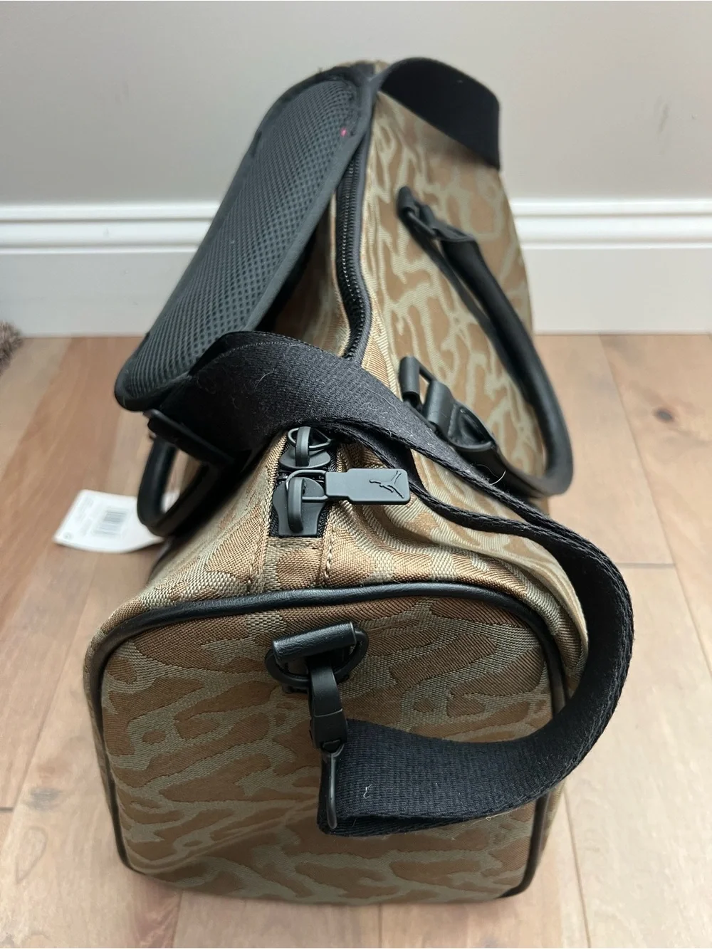 Jordan Brown Canvas Duffel with Black Leather Trim